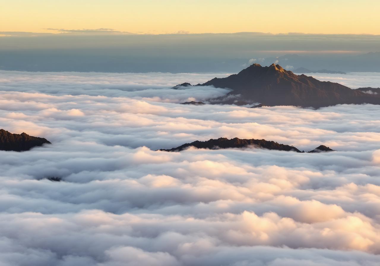 Mountains rising above clouds